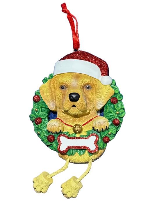 Adorno Navideño Yellow Labradoodle