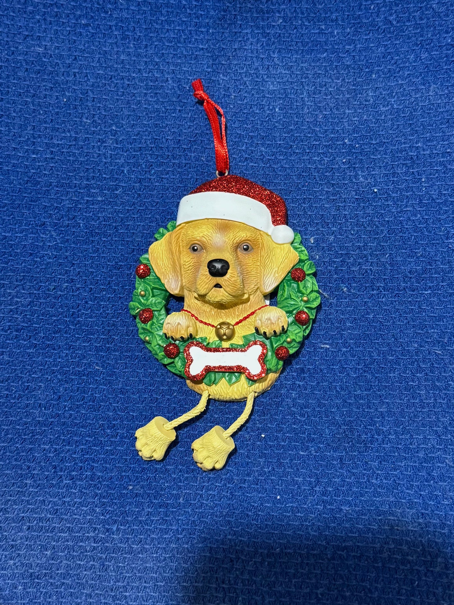 Adorno Navideño Yellow Labradoodle